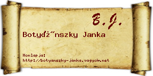 Botyánszky Janka névjegykártya